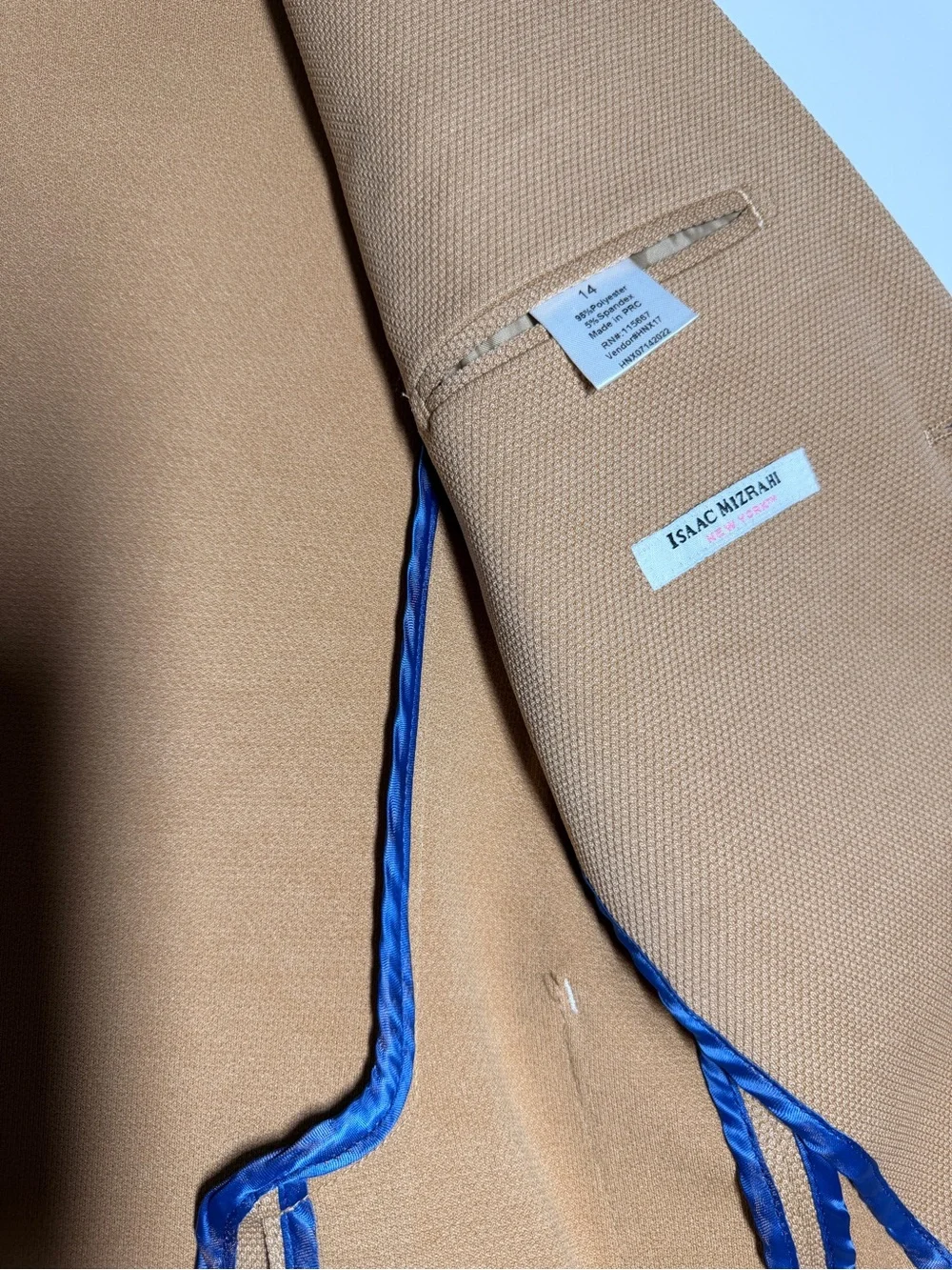 Isaac Mizrahi Boys 14 Camel Textured Blazer Sport Coat One Button NWT School
